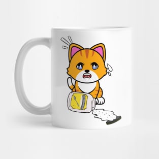 Funny orange cat spilled a jar of mayonnaise Mug